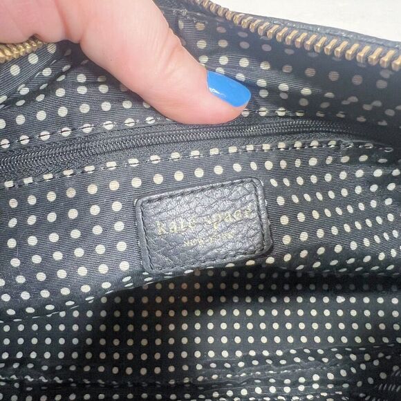 Kate Spade New York Black Pebbled Leather Crossbody Bag Tassel Purse - Picture 7 of 12